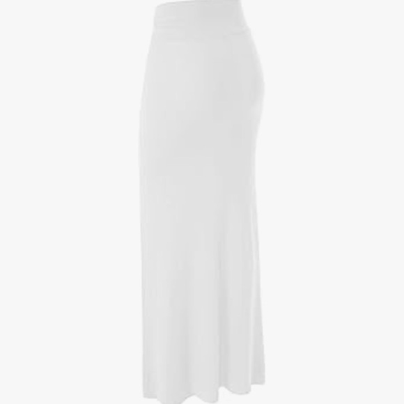 Women's Solid Basic Lightweight Floor Length Flare Long Maxi Lounge Skirt -white - Picture 3 of 6
